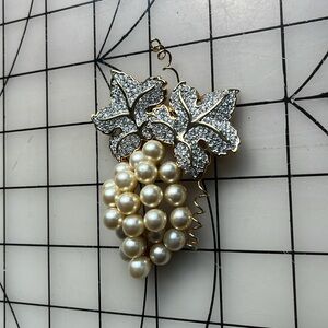 Swarovski crystal, pearl and grape cluster brooch